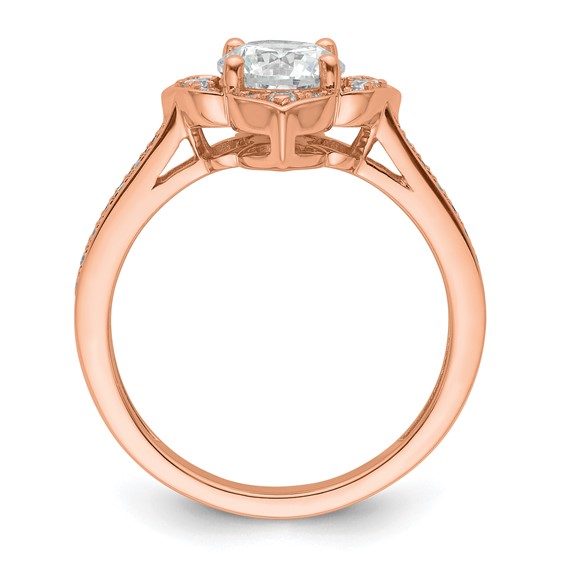 14k Rose Gold Semi-Mount Diamond Round Center Engagement Ring