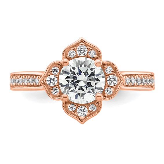 14k Rose Gold Semi-Mount Diamond Round Center Engagement Ring