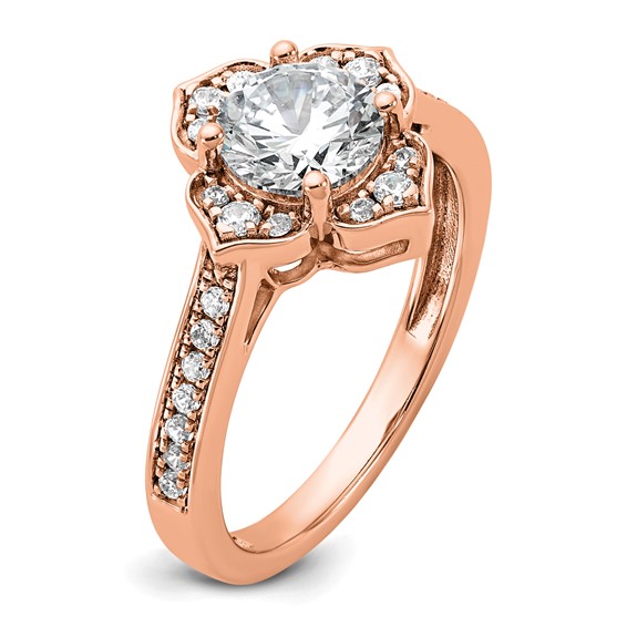 14k Rose Gold Semi-Mount Diamond Round Center Engagement Ring