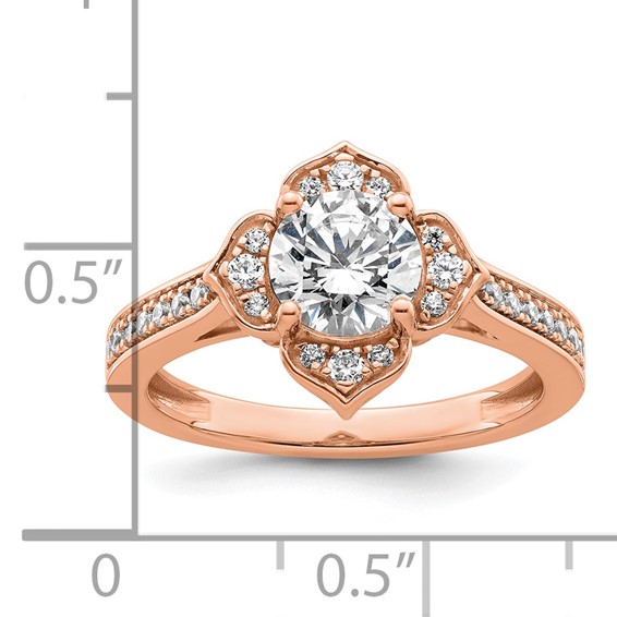 14k Rose Gold Semi-Mount Diamond Round Center Engagement Ring