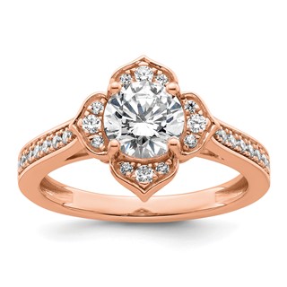 14k Rose Gold Semi-Mount Diamond Round Center Engagement Ring
