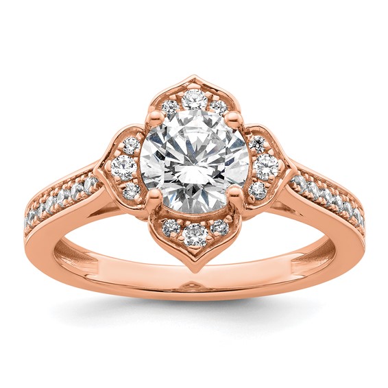 14k Rose Gold Semi-Mount Diamond Round Center Engagement Ring
