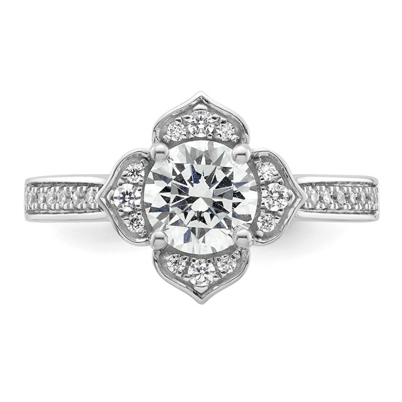 14k White Gold Semi-Mount Diamond Round Center Engagement Ring
