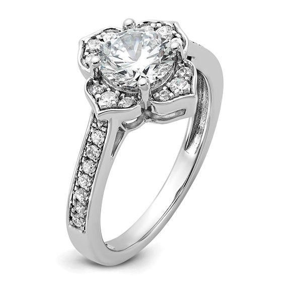 14k White Gold Semi-Mount Diamond Round Center Engagement Ring