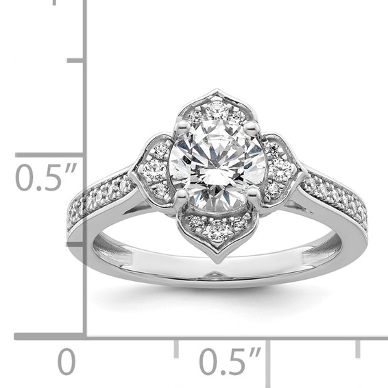 14k White Gold Semi-Mount Diamond Round Center Engagement Ring
