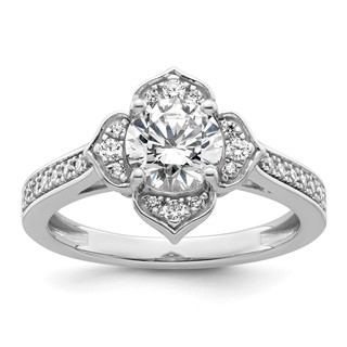 14k White Gold Semi-Mount Diamond Round Center Engagement Ring