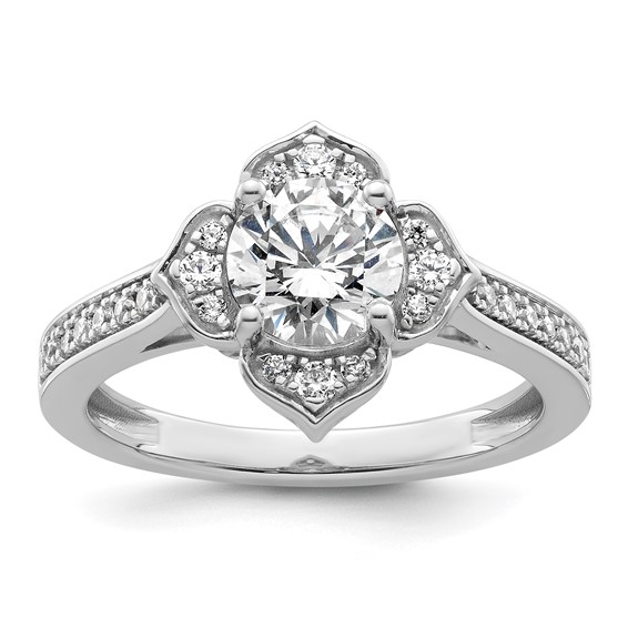 14k White Gold Semi-Mount Diamond Round Center Engagement Ring