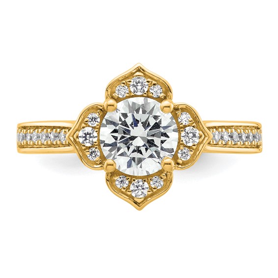 14k Semi-Mount Diamond Round Center Engagement Ring