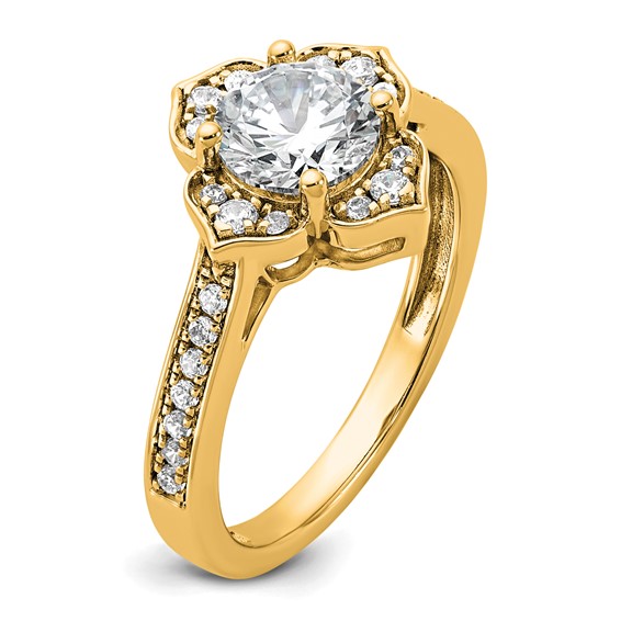 14k Semi-Mount Diamond Round Center Engagement Ring