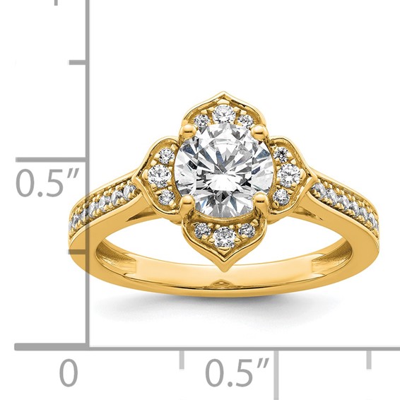 14k Semi-Mount Diamond Round Center Engagement Ring