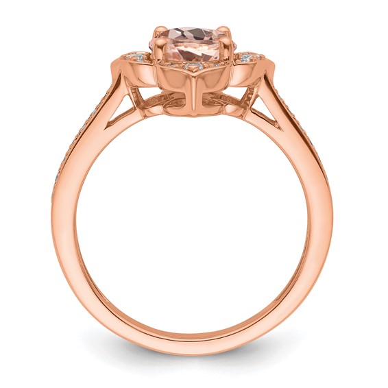 14k Rose Gold Complete Diamond/Morganite Round Engagement Ring