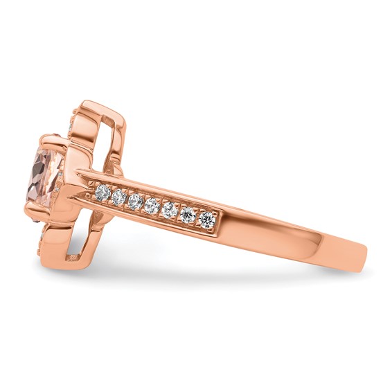 14k Rose Gold Complete Diamond/Morganite Round Engagement Ring