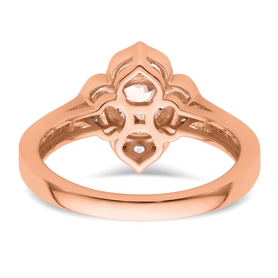 14k Rose Gold Complete Diamond/Morganite Round Engagement Ring