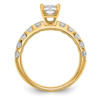 14K Yellow Gold Certified 1.75 Carat Lab Grown Diamond VS+ F+ Emerald Complete Engagement Ring view 2