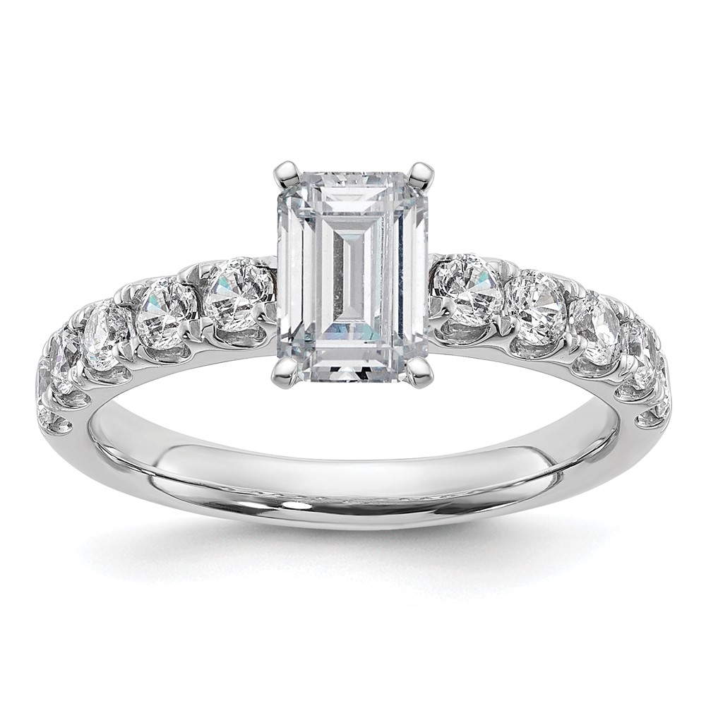 14K White Gold Certified 1.75 Carat Lab Grown Diamond VS+ F+ Emerald Complete Engagement Ring
