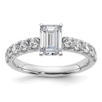 14K White Gold Certified 1.75 Carat Lab Grown Diamond VS+ F+ Emerald Complete Engagement Ring view 1