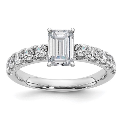 14K White Gold Certified 1.75 Carat Lab Grown Diamond VS+ F+ Emerald Complete Engagement Ring