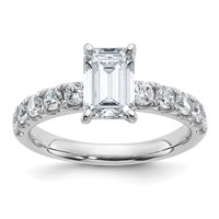 14K White Gold Certified 2.20 Carat Lab Grown Diamond VS+ F+ Emerald Complete Engagement Ring view 1