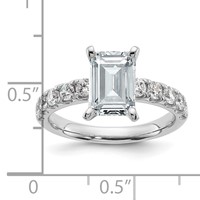 14K White Gold Certified 2.75 Carat Lab Grown Diamond VS+ F+ Emerald Complete Engagement Ring view 2