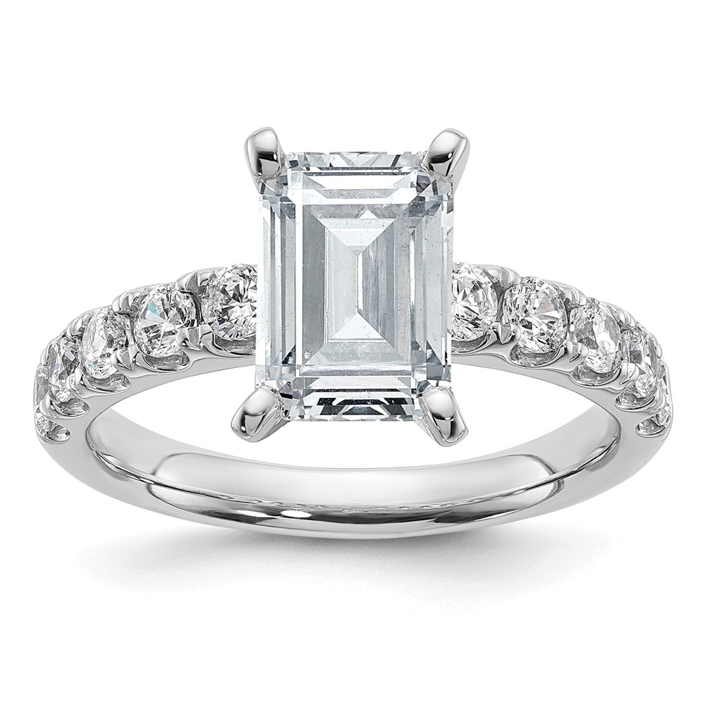 14K White Gold Certified 2.75 Carat Lab Grown Diamond VS+ F+ Emerald Complete Engagement Ring