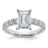 14K White Gold Certified 2.75 Carat Lab Grown Diamond VS+ F+ Emerald Complete Engagement Ring view 1