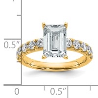 14K Yellow Gold Certified 3.75 Carat Lab Grown Diamond VS+ F+ Emerald Complete Engagement Ring view 2