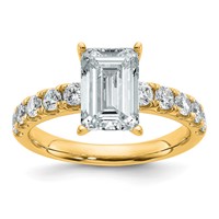 14K Yellow Gold Certified 3.75 Carat Lab Grown Diamond VS+ F+ Emerald Complete Engagement Ring view 1