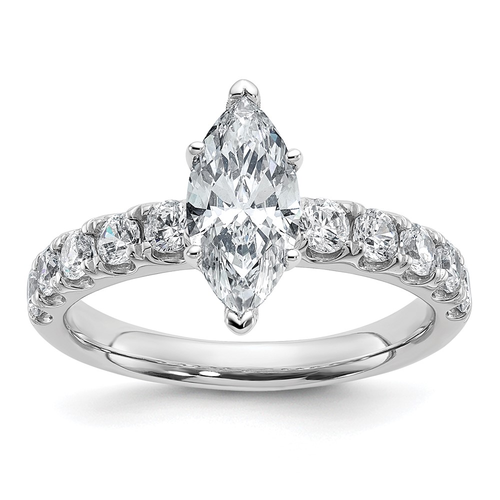 14K White Gold Certified 1.75 Carat Lab Grown Diamond VS+ F+ Marquise Complete Engagement Ring