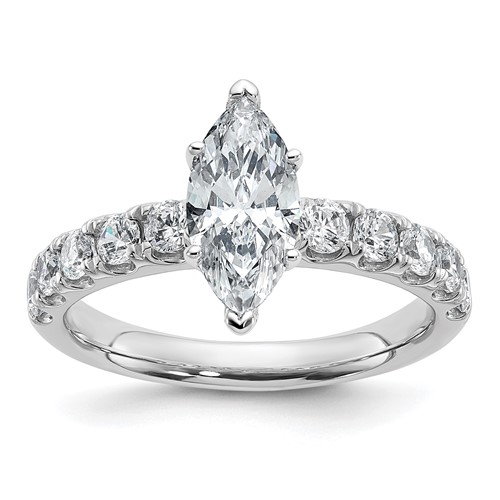 14K White Gold Certified 1.75 Carat Lab Grown Diamond VS+ F+ Marquise Complete Engagement Ring