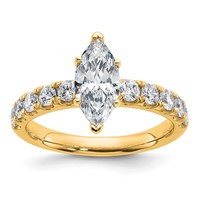 14K Yellow Gold Certified 1.75 Carat Lab Grown Diamond VS+ F+ Marquise Complete Engagement Ring view 1
