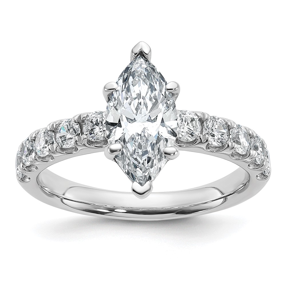 14K White Gold Certified 2.20 Carat Lab Grown Diamond VS+ F+ Marquise Complete Engagement Ring