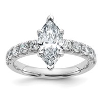 14K White Gold Certified 2.20 Carat Lab Grown Diamond VS+ F+ Marquise Complete Engagement Ring view 1