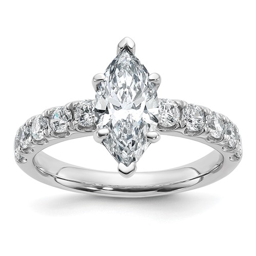 14K White Gold Certified 2.20 Carat Lab Grown Diamond VS+ F+ Marquise Complete Engagement Ring