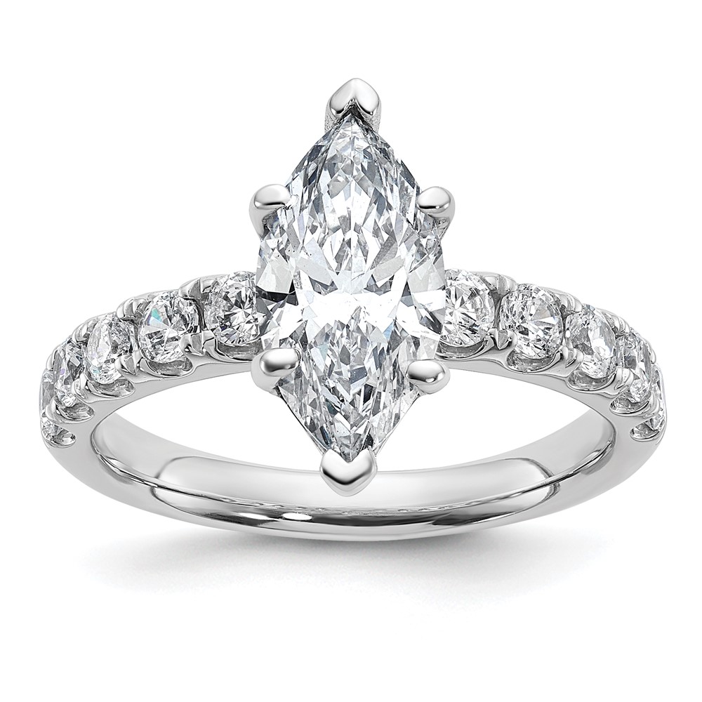 14K White Gold Certified 2.75 Carat Lab Grown Diamond VS+ F+ Marquise Complete Engagement Ring