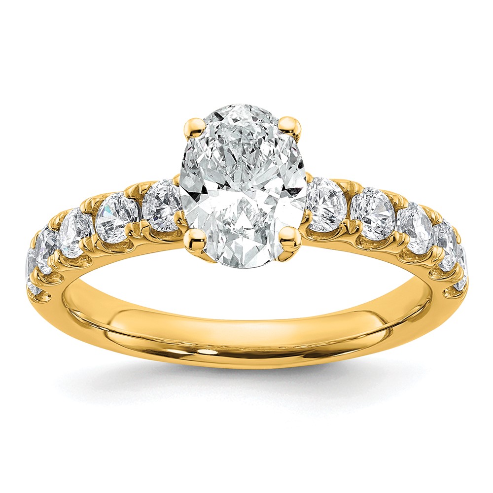 14K Yellow Gold Certified 1.75 Carat Lab Grown Diamond VS+ F+ Oval Complete Engagement Ring