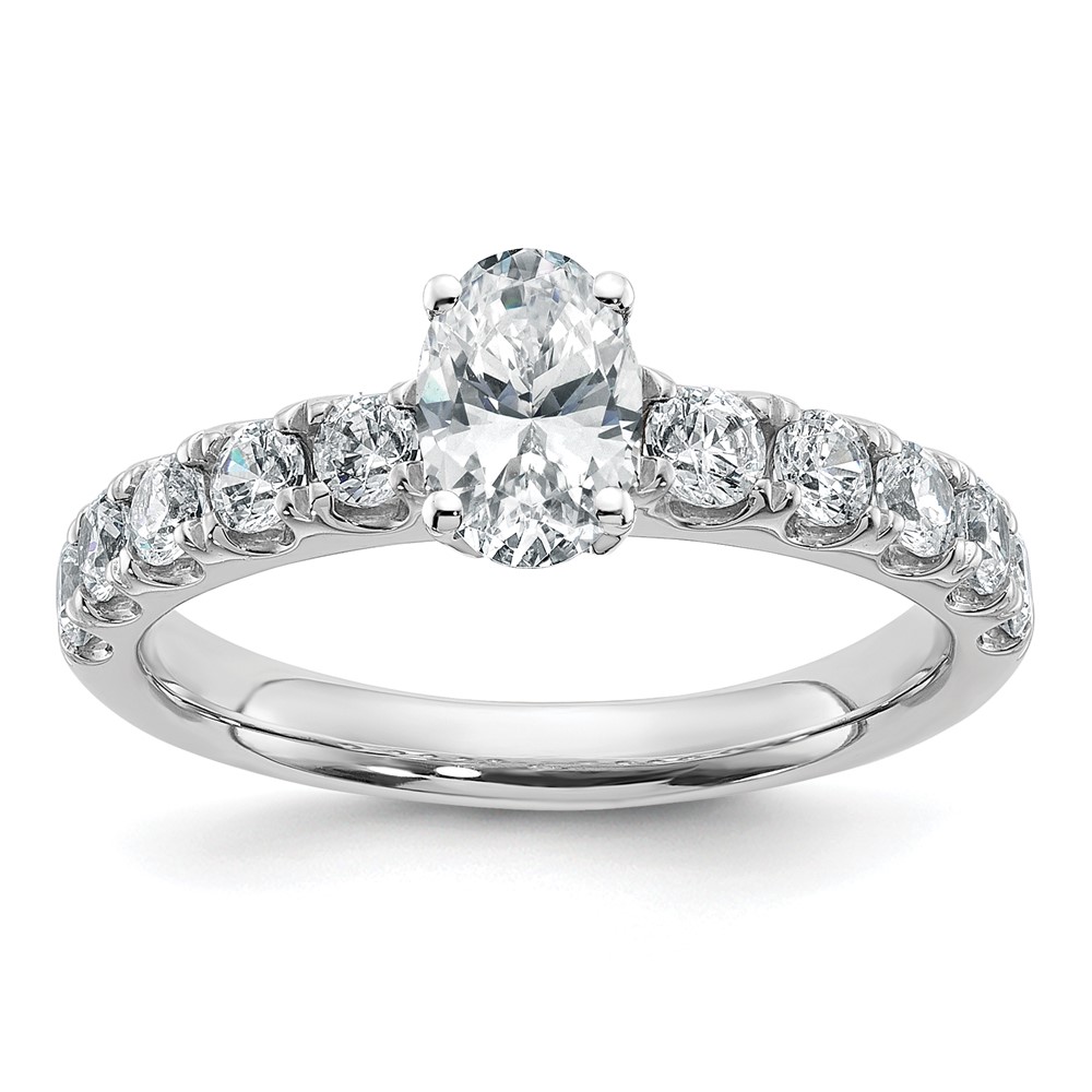 14K White Gold Certified 1.75 Carat Lab Grown Diamond VS+ F+ Oval Complete Engagement Ring