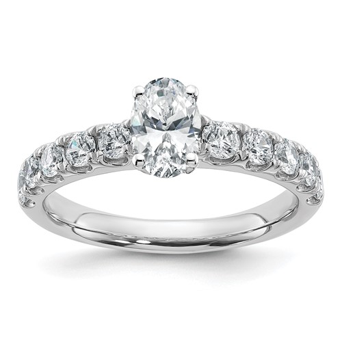 14K White Gold Certified 1.75 Carat Lab Grown Diamond VS+ F+ Oval Complete Engagement Ring