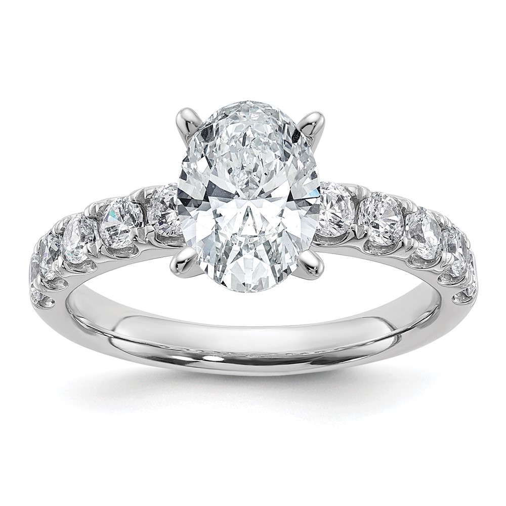 14K White Gold Certified 2.25 Carat Lab Grown Diamond VS+ F+ Oval Complete Engagement Ring
