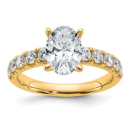 14K Yellow Gold Certified 2.25 Carat Lab Grown Diamond VS+ F+ Oval Complete Engagement Ring
