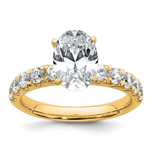 14K Yellow Gold Certified 3.75 Carat Lab Grown Diamond VS+ F+ Oval Complete Engagement Ring
