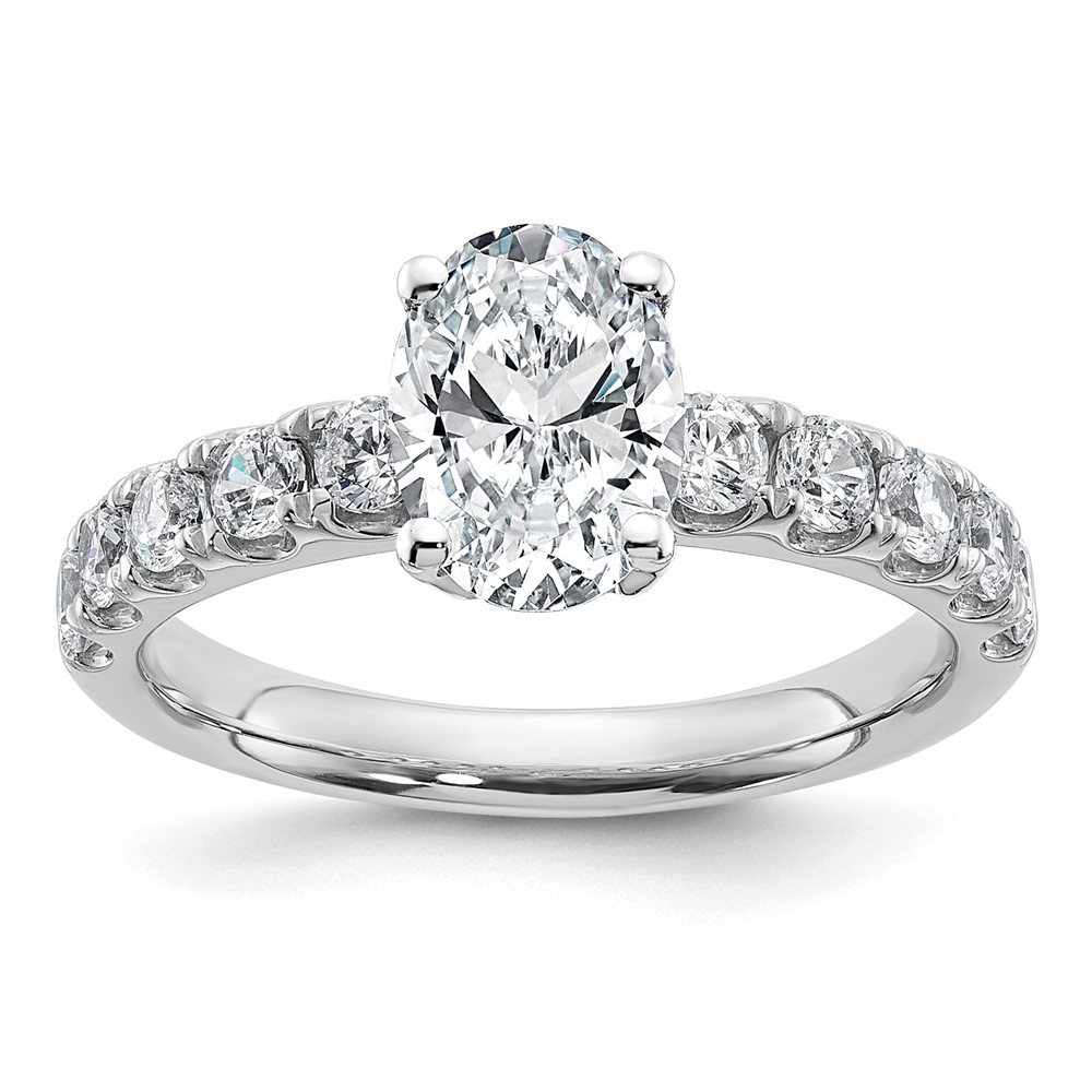 14K White Gold Certified 2.75 Carat Lab Grown Diamond VS+ F+ Oval Complete Engagement Ring