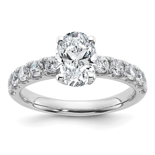14K White Gold Certified 3.75 Carat Lab Grown Diamond VS+ F+ Oval Complete Engagement Ring