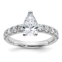 14K White Gold 1.75 Carat Certified Lab Grown Diamond VS+ F+ Pear Complete Engagement Ring view 1