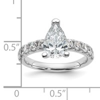 14K White Gold 2.20 Carat Certified Lab Grown Diamond VS+ F+ Pear Complete Engagement Ring view 2