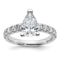 14K White Gold 2.20 Carat Certified Lab Grown Diamond VS+ F+ Pear Complete Engagement Ring view 1