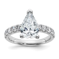 14K White Gold 3.75 Carat Certified Lab Grown Diamond VS+ F+ Pear Complete Engagement Ring view 1