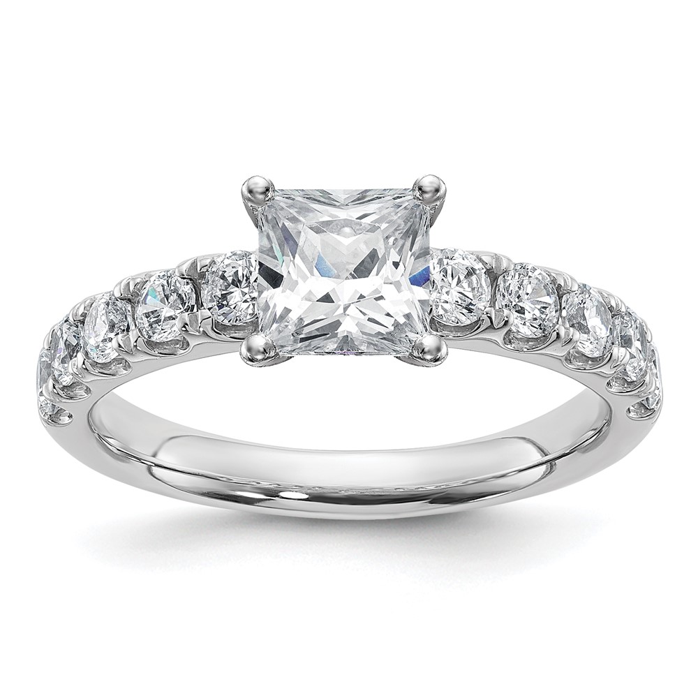 14K White Gold Certified 1.75 Carat Lab Grown Diamond VS+ F+ Princess Complete Engagement Ring