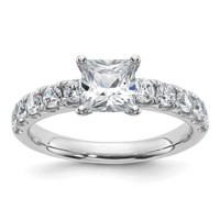 14K White Gold Certified 1.75 Carat Lab Grown Diamond VS+ F+ Princess Complete Engagement Ring view 1
