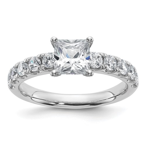 14K White Gold Certified 1.75 Carat Lab Grown Diamond VS+ F+ Princess Complete Engagement Ring