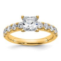 14K Yellow Gold Certified 1.75 Carat Lab Grown Diamond VS+ F+ Princess Complete Engagement Ring view 1